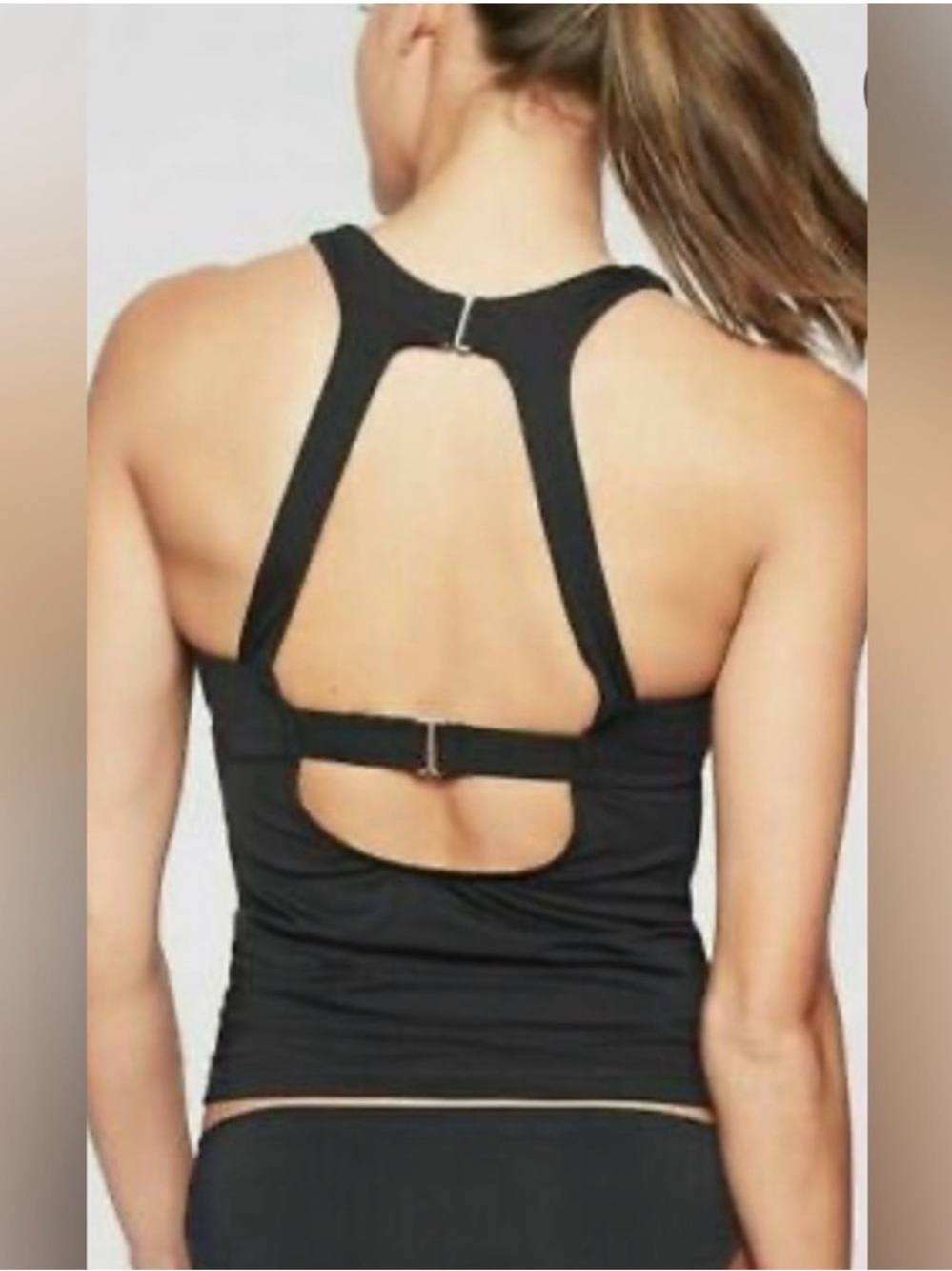 NWT Athleta Maldives Bra Cup Tankini Swim Top Black 34B/C High Neck